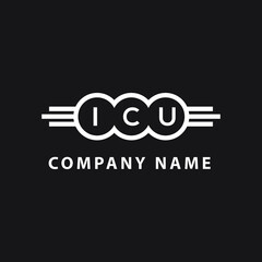 ICU letter logo design on black background. ICU creative circle letter logo concept. ICU letter design. 