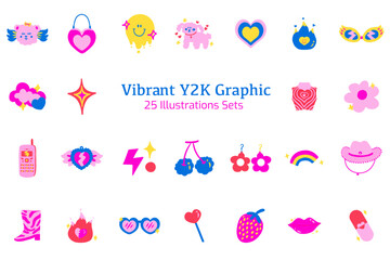 Vibrant Y2k Graphic Illustration Sets