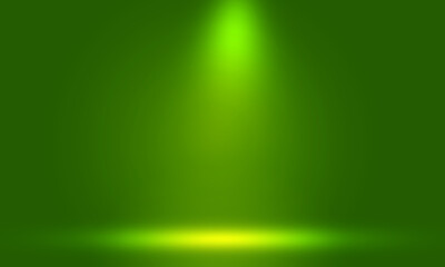 Empty room space with  spotlight on floor. New elegant green stage background with spotlight