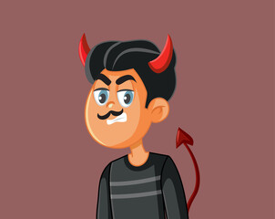 Angry Evil Devilish Man Vector Cartoon Illustration - obrazy, fototapety, plakaty
