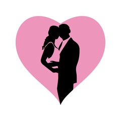 bridge and groom silhouette vector illustration. wedding sign and symbol. romantic couple..