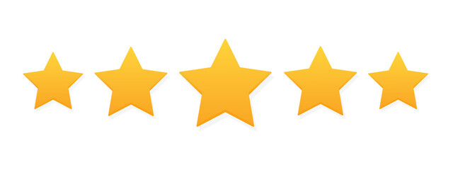 Five stars customer product rating review flat icon for apps and websites