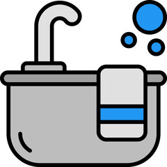 bathtub outline color icon