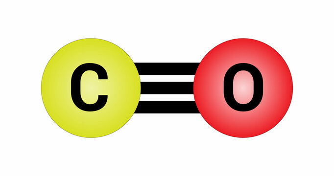 carbon monoxide, carbon dioxide molecule on white background
