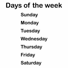 seven day of the week chart