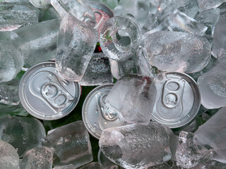 canned beverage chilled in ice