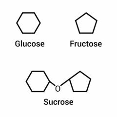 glucose fructose and sucrose icon vector - obrazy, fototapety, plakaty