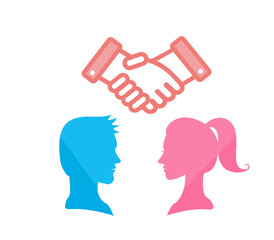 Male and female couple silhouette.