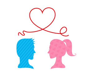 Male and female couple silhouette.