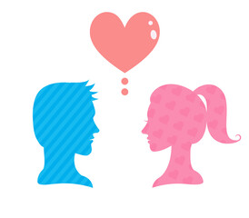 Male and female couple silhouette.