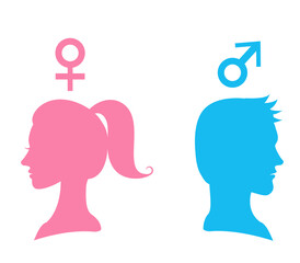 Gender and gender silhouettes and icons of men and women.