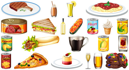 Set of different foods