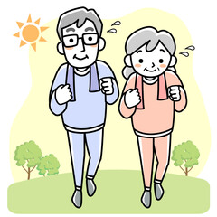 ランニングをするシニア夫婦