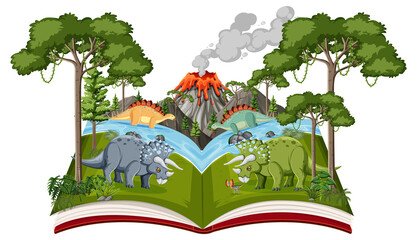 Book with scene of triceratops by the river © blueringmedia