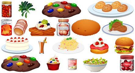 Set of different foods