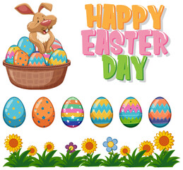 Easter theme with rabbit and eggs