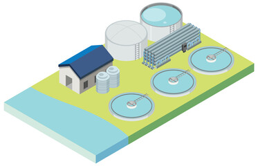 Isometric industrial area of desalination plant
