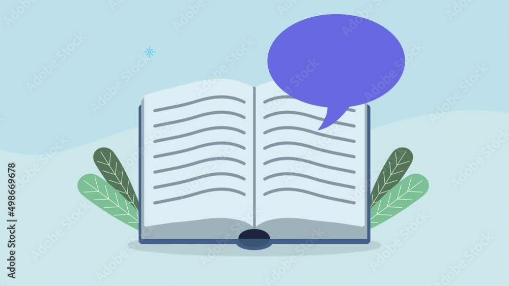 Poster text book open with speech bubble