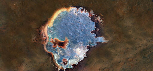 abstract landscape of the deserts of Africa from the air emulating the shapes and colors of the...