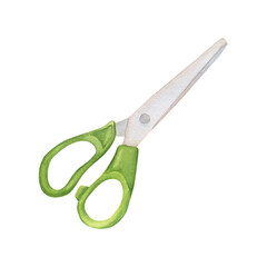 Watercolour scissors. School supplies isolated on white background