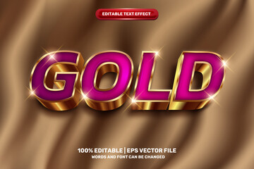 luxury purple gold bold 3D Editable text Effect Style