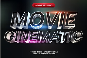 Fototapeta premium silver black movie cinematic 3d editable text effect