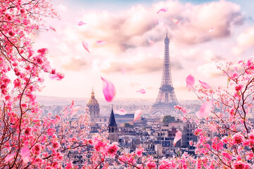 Paris-Stadt im Frühling