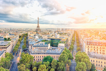 Fototapeta na wymiar Paris city panorama at sunset