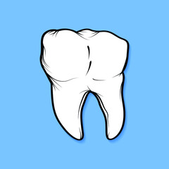 White healthy tooth on a blue background,vector illustration
