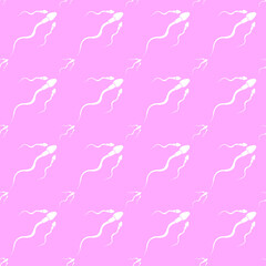 Obraz premium Sperms on pink background, abstract seamless pattern, texture for fabric design, wallpaper and tile, vector illustration