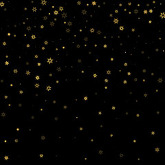 Falling Snow flakes golden pattern Holiday Vector