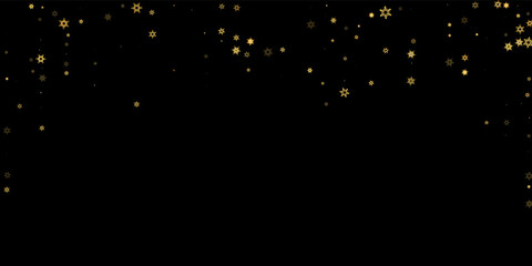 Falling Snow flakes golden pattern Holiday Vector