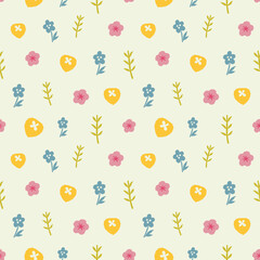 Abstract botanical seamless pattern. Simple flower shape