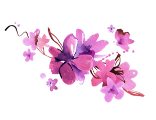 Fototapeta na wymiar Pink Bloom Sakura. Watercolor hand painted illustration. For design of invitation, greeting card