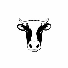 Vector design of cow's head on a white background.