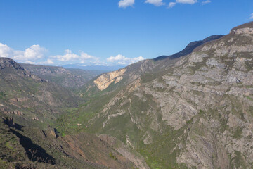 View of the mountains near the Tatev Monastery in the spring. Armenia