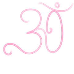 Om religiou and spritual letter in hindi written in pink brush hair paint .