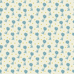 Abstract botanical seamless pattern. Simple flower shape