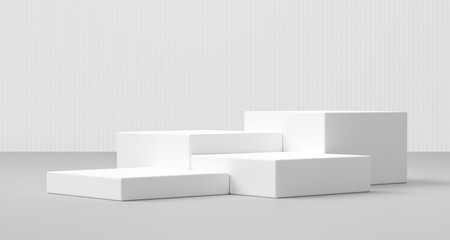 White simple cube empty product stage 3d background of blank space scene template platform display or modern wall interior backdrop podium and geometric studio show room on presentation showing stand.