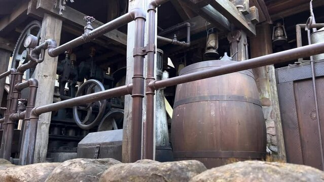 Miscellaneous spare parts for train and old car all antique metal and gears paravoz parts. High quality 4k footage