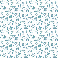 Abstract botanical seamless pattern. Simple flower shape