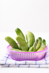 Fresh cucumber on white background