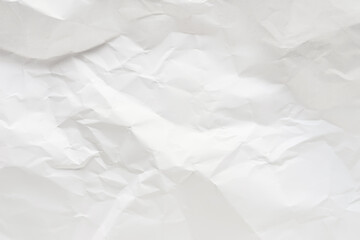 White crumpled paper texture background.