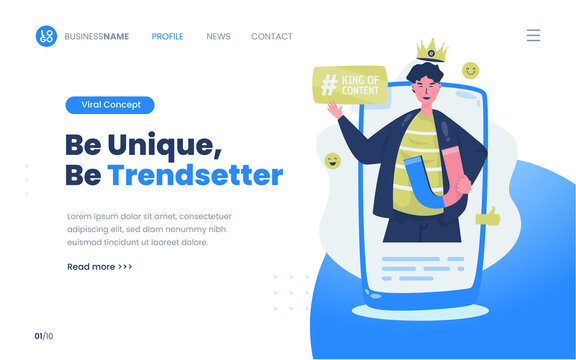 Flat Design About Trendsetter With Viral Content On Social Media Concept