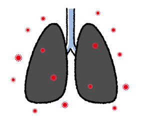 肺とウィルス、病気になった肺
