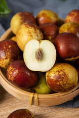 Ripe jujubes or Chinese-date fruit on table