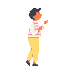 School or kindergarten boy cartoon character, flat vector illustration isolated.