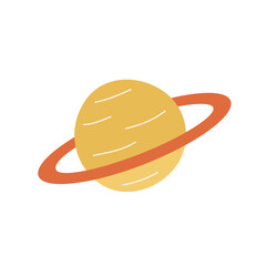 Planet Saturn cartoon vector illustration doodle style isolated on white.
