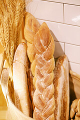 Variety of breads, bread in a basket