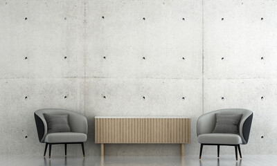 The minimal living room design interior and mock up furniture decoration and wall pattern background